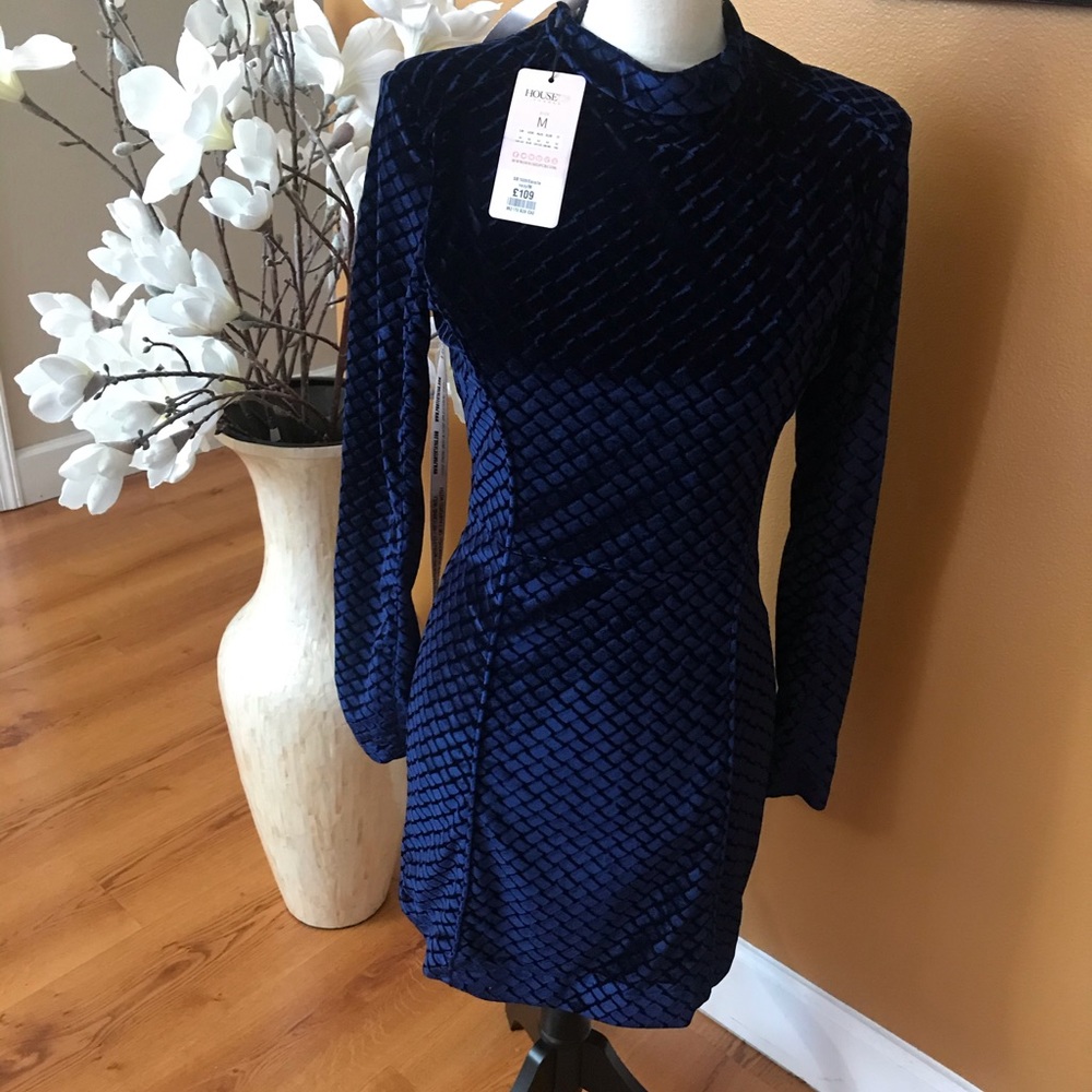 House of CB ..suede navy blue dress